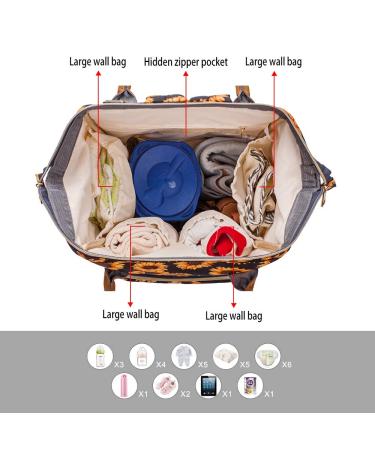 Sunflower Diaper Bag Backpack - Large Waterproof Maternity Baby Nappy Bag for Women - Buy Online on SooperMarket.com