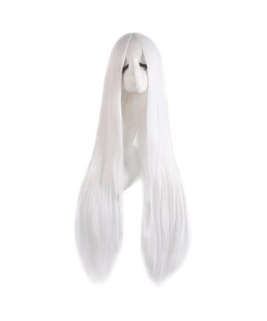MapofBeauty 40" 100cm Carve Long Curly Cosplay Wig Anime Costume Party Wig (White)