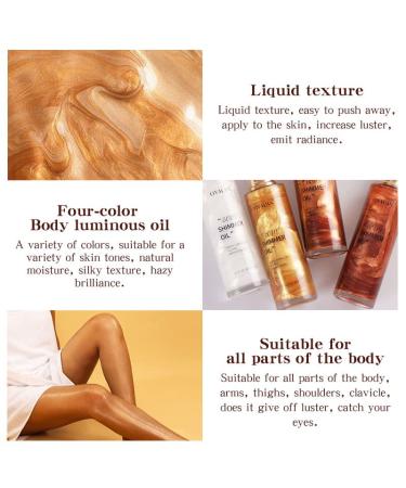 Liyalan Shimmer Body Oil Rose Gold Highlighter Illuminator 2.8 Fl Oz - #02 Rose Gold - Buy Online on SooperMarket.com