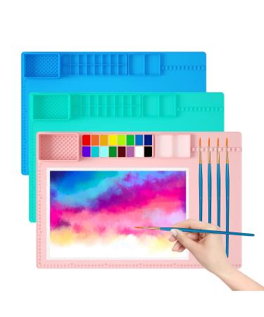 Large Silicone Mats for Crafts - Silicone Painting Mat - Silicone Art Mat with Cup - Silicone Craft Mats - Painting Supplies - Paint Mat - Washable and Nonstick Artist Mat (Pink 23.8x15.7 inch)