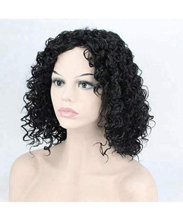 BGHJUE Lace Front Wigs - Natural Curly Human Hair Wig with Baby Hair | 38cm Black | International Shipping - Buy Online on SooperMarket.com