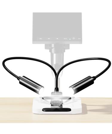 Microscope Light, Gooseneck LED Fill Lights for Digital Microscope, 6-Watt Aluminum Auxiliary Spotlights with Dimmable Switch, Compatible with Coin Microscope, HDMI Soldering Microscope for Repair