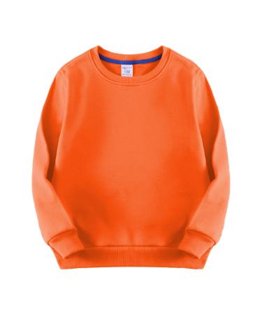 Kids Boys Girls Crewneck Pullover Solid Fleece Casual Loose Sweatshirt Thicked Winter Long Sleeve Tops 1-7T Orange 4-5T