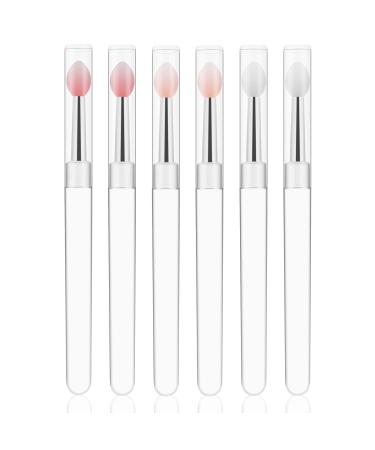 WLLHYF Silicone Lip Brush Makeup Eyebrow Lipstick Beauty Brushes with Lid Professional Tool Applicator for Applying Cream Lip Gloss Mask Eyeshadow Makeup (6 PCS)
