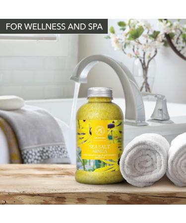 Arnica Bath Salts 21.16 Oz with Rosemary Orange & Fir Oils - 100% Natural Sea Salt - Relaxing Body Care for Good Sleep and Beauty - Buy Online on SooperMarket.com