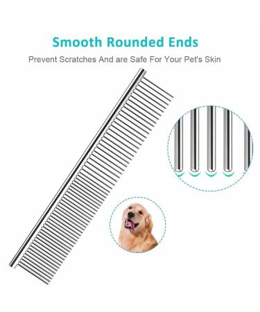 2-in-1 Professional Metal Dog and Cat Comb with Stainless Steel Teeth - Grooming Tool for Long & Short Haired Pets - Removes Tangles, Knots, Fleas & Lice - Buy Online on SooperMarket.com
