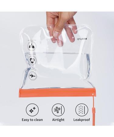 ECOHUB Airport Security Liquids Bag 20x20cm (2 pcs) - Airline Approved Clear Toiletry Bag for Travel - Orange with Carrying Handle - Buy Online on SooperMarket.com
