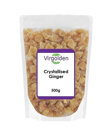 Crystallised Ginger 500g by Virgolden - Super Healthy Snack Chopped Dried Candied Ginger Natural Source of Energy and Fiber