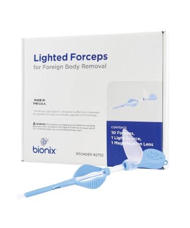 Bionix - Lighted Forceps Foreign Object Removal Tool Helps Remove Foreign Objects from Nose & Ear Canal Convenient Easy to Use Ideal for Healthcare Professionals (10 Count)