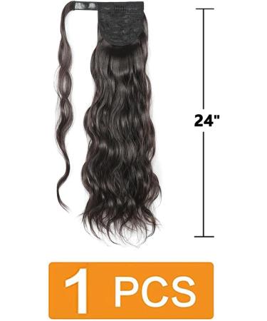 Prinfantasy Long Wavy Ponytail Extension - 24 inch Synthetic Hairpiece for Women/Girls | Curly Clip-in Wrap Around Hair Ponytail MW123 - Buy Online on SooperMarket.com