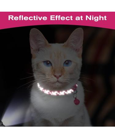 Tagme Reflective Cat Collar Set - Personalized Name & Address Shield Safety Clasp & Bell for Cats & Puppies - Hot Pink 18-28 cm - International Shipping Available - Buy Online on SooperMarket.com