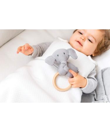 Buy Nattou Wooden Teething Ring with Soft Toy Tembo - Grey/Wood (17x15 cm) | International Shipping Available - Buy Online on SooperMarket.com