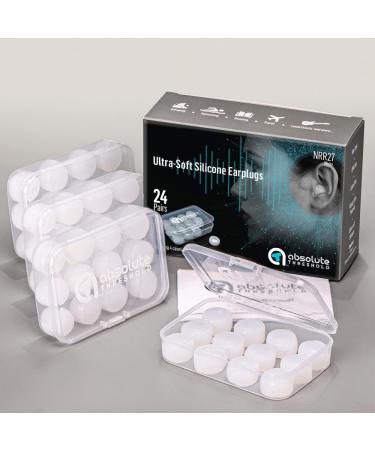 Reusable Ultra Soft Silicone earplugs for Sleeping  Travel  Working  Studying  snoring  moldable  Waterproof  Noise Reduction  24 Pairs Value Pack  White White 48 Count (Pack of 1)