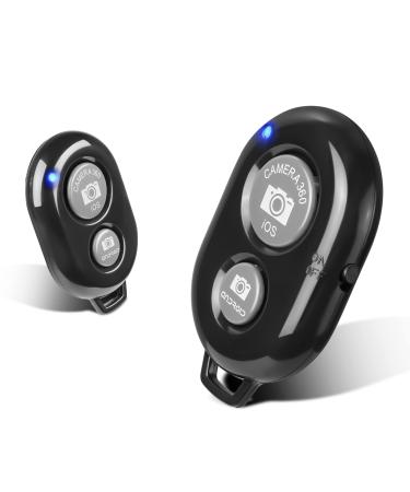 2 Pack Wireless Camera Remote Control - Wireless Remote for iPhone & Android Phones iPad iPod Tablet, Clicker for Photos & Videos Black