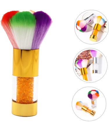 Mikinona 1pc Dust Brush Nail Art Brush Tool Nail Cleaning Gadget Powder Cleaner Nail Scrubbing Brush Manicure Supplies Powder Brush Cleaner Fake Hair Edges Acrylic Nail Brush Nylon Wool 11.5x6cm Golden - Buy Online on SooperMarket.com