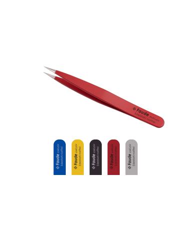 FAUDE pointed tweezers fine and precise for splinters thorns and ingrown hairs. Stainless steel 10cm (red)