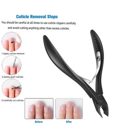 FERYES 1/2 Jaw Cuticle Cutters - Professional Stainless Steel Nail Cuticle Clippers in Black - Buy Online on SooperMarket.com