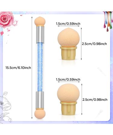 Greoer Double Head Nail Art Sponge Brush Applicator Set - Blue | 4 Replacement Heads | Ombre Nail Design Accessories for UV Gel and False Nails - Buy Online on SooperMarket.com