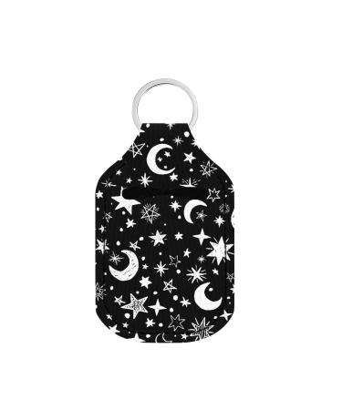 Dreaweet Portable Hand Sanitizer Holder & Chapstick Holder Keychain Travel Size Mini Sanitizer Holders Keychain Moon Star