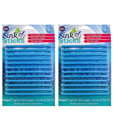 Eco Barn Sink Stick | Plughole Sticks | Drain Unblocker & Sanitation. Sticks for Bathroom & Kitchens Drain Cleaner & Deodoriser Prevent Hair Blockages Forming | 2 Packs 24 Sticks