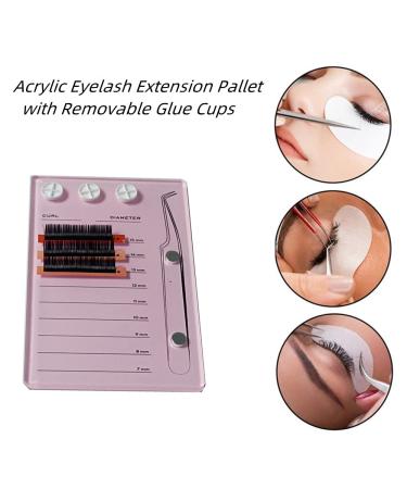 Acrylic Eyelash Grafting Pallet with Glue Cups and Storage Gasket Pads - Pink - Buy Online on SooperMarket.com
