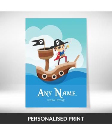Personalized Pirate Ship Print for Boys Bedroom - Ideal for Birthday, Christening, or Naming Day Decor - Wall Art Keepsake for Sons, Godsons, and Brothers - Buy Online on SooperMarket.com