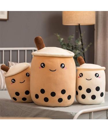 AMOZO Cute Cartoon Boba Milk Tea Plush Doll - 24cm Beige Giant Bubble Plushie Stuffed Pillow Toy - Buy Online on SooperMarket.com