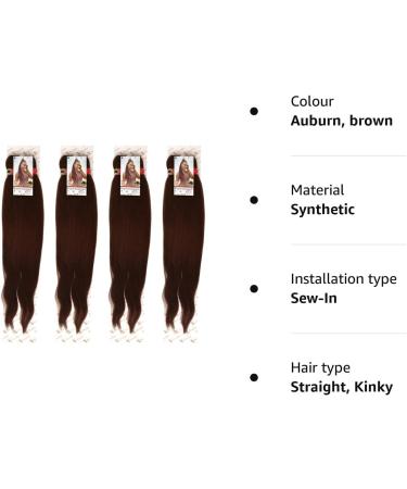 x-pression 4 PACK LAGOS BRAID Pre-Pulled Hair Extension 46'' Inch 2 IN A Pack (Colour 33 Dark Brown) auburn brown 46" - Buy Online on SooperMarket.com