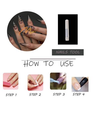Buy MISUD Long Stiletto Press on Nails - Glossy Black French Tip Fake Nails with Rhinestones & Butterfly Design - 24 pcs Acrylic Nail Set - Fast International Shipping - Buy Online on SooperMarket.com