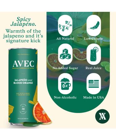 AVEC Sparkling Cocktail Mixers - Jalape o & Blood Orange Flavor - 8.45 Oz Seltzer Water Cans (12-Pack) - No Artificial Sugar or Preservatives - Buy Online on SooperMarket.com