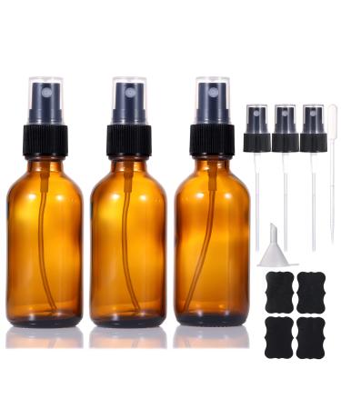 Liyuabu 60ml brown las spray bottle small empty fine fog perfume refillable travel spray bottle for essential oils/hair/aromatherapy/cleaning/cosmetics with additional spray nozzle (3 pieces) brown 3 pieces
