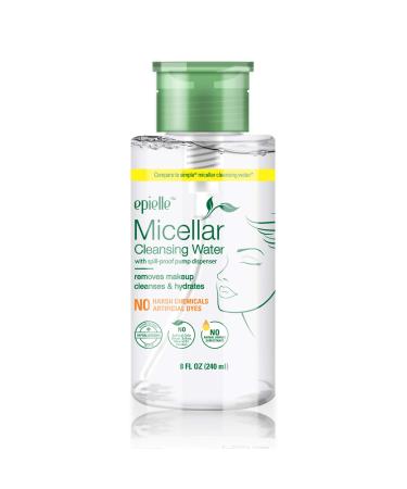 Epielle Micellar Cleansing Water | Cleansing and Makeup Remover | For All Skin Types | Gently Removes Makeup to Cleanse Skin | 8 Fl Oz (1 Pack) | Valentine's Gift For Her
