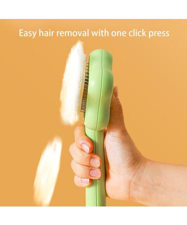Self-Cleaning Cat Brush with Unlocking Button - Compact Fur Care Brush for Dogs Cats & Rabbits - Efficient Hair Removal in Green - Buy Online on SooperMarket.com
