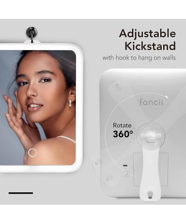 Fancii Rechargeable LED Travel Makeup Mirror with 3 Color Settings and Detachable 10x Magnifying Mirror - Dimmable Touch Light, Adjustable Kickstand - Lighted Portable Vanity Mirror (Aura Go 2) - Buy Online on SooperMarket.com
