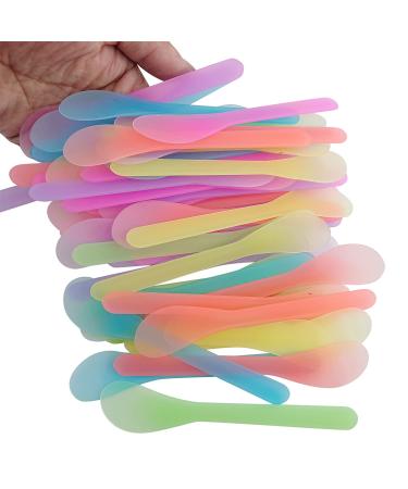 5 Inch Plastic Cosmetic Spatulas, Disposable Makeup Tools Spoon for Mixing and Sampling, Color Random, 80 Pcs