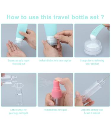 Etopgo Silicone Travel Bottles Set - 16 TSA Approved Multicolor Fillable Containers for Shampoo Lotion & More | Travel Size Essentials - Buy Online on SooperMarket.com