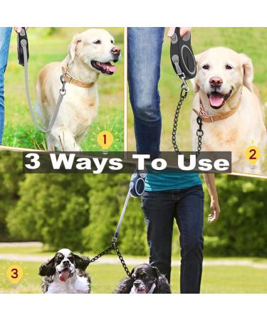 Fiyade Retractable Double Dog Leash for Large, Medium & Small Dogs - Extendable 5m Lead with Metal 70cm Double Ended Chain - L-5m+70cm - Buy Online on SooperMarket.com