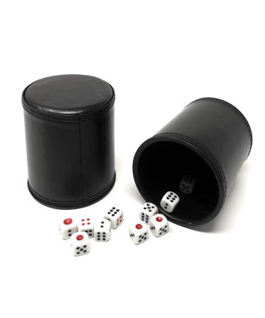 Asian Home Thy Collectibles Dice Cup with 5 Dices, PU Leather Professional Dice Shaker Cup Set for Yahtzee / Craps / Backgammon or Other Dice Games, 2 Pack