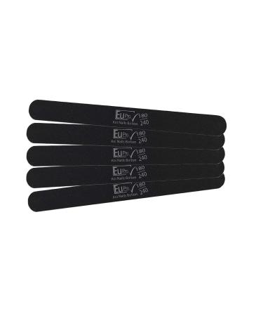 Fine Nail File 180/240 Salon Grade Manicure Black emery board (5X files)