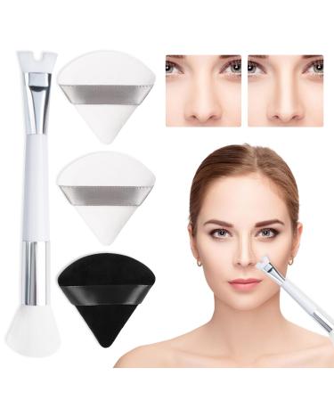 Sokfone Nose Contour Brush Dual Ended Makeup Brush U-Shaped Contour Brushes Nose Slimmer Makeup Brushes 2-In-1 Precision Contour Brush for Easy Nose Contour