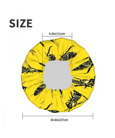 Moslion Bee Shower Cap | Yellow Background Natural Wildlife Design | Reusable Double Layer Hair Cover | Soft Shower Hat for Women | All Hair Lengths | Bumblebee & Honey Bee Print - Buy Online on SooperMarket.com