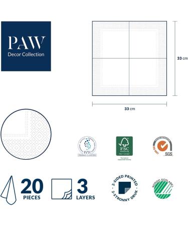 Buy PAW 3-Layer Paper Napkins (33x33 cm) - 20 Pieces | Perfect for Birthdays Weddings & Parties | Double-Sided Printed Designs - Buy Online on SooperMarket.com