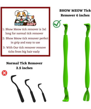 BHOW MEOW Tick Remover Tools 2PCS Set - Ideal for Dogs, Cats, Horses, and Humans - Long 3XL Size with Perfect Grip - Buy Online on SooperMarket.com