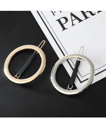 GIYOMI Hollow Hoop Round Circle Hair Clip Set - Minimalist Metal Bobby Pins for Women and Girls - Ponytail Holder Hair Accessories in Gold & Silver - Buy Online on SooperMarket.com