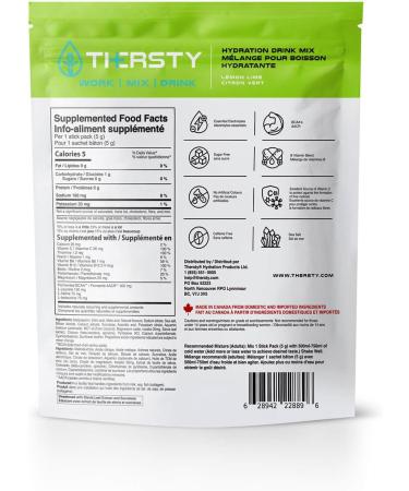 Thersty Electrolyte Powder ZERO Sugar Electrolyte Packets Designed for Rapid Hydration. All Natural Ingredients and Trusted by the World s most Demanding Industries 10 Servings - Lemon Lime - Buy Online on SooperMarket.com