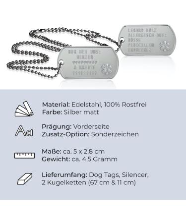 Personalized Dog ID Tags | Custom Embossed Chains | Set of 2 with Silencers | Military Style Rambo Design | International Shipping - Buy Online on SooperMarket.com