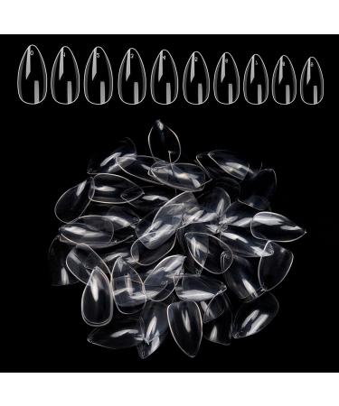 No LIFE 1200PCs short mountain peak wrong nail tips 10 sizes full cover acrylic nail tip manicure and gel polish artificial nails artificial fingernail tips - transparent clear