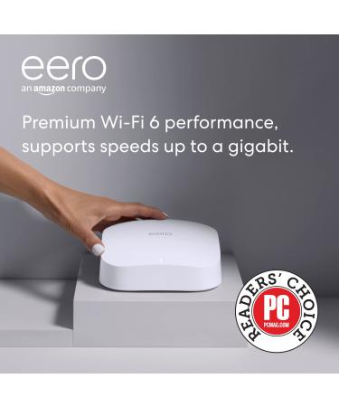 Amazon eero Pro 6 mesh Wi-Fi 6 router | Fast and reliable gigabit speeds | connect 75+ devices | Coverage up to 2,000 sq. ft. | 2020 release eero Pro 6 Router