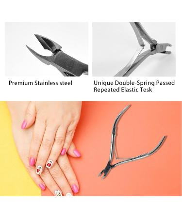 Lofuanna Cuticle Nippers and Pusher Set - Professional Stainless Steel Manicure Tools for Dead Skin Fingernails and Toenails (Black) - Buy Online on SooperMarket.com
