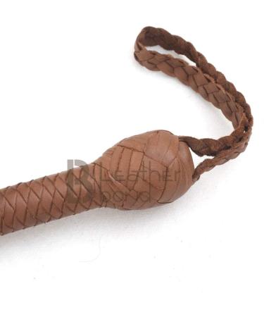 10ft 8 Plait Natural Tan Leather Bullwhip | Indiana Jones Style | Real Cowhide Leather - Buy Online on SooperMarket.com